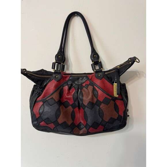 LOCKHEART Y2K MULTICOLOR LARGE LEATHER BAG/SACHEL NO SHOULDER STRAP - Picture 1 of 12